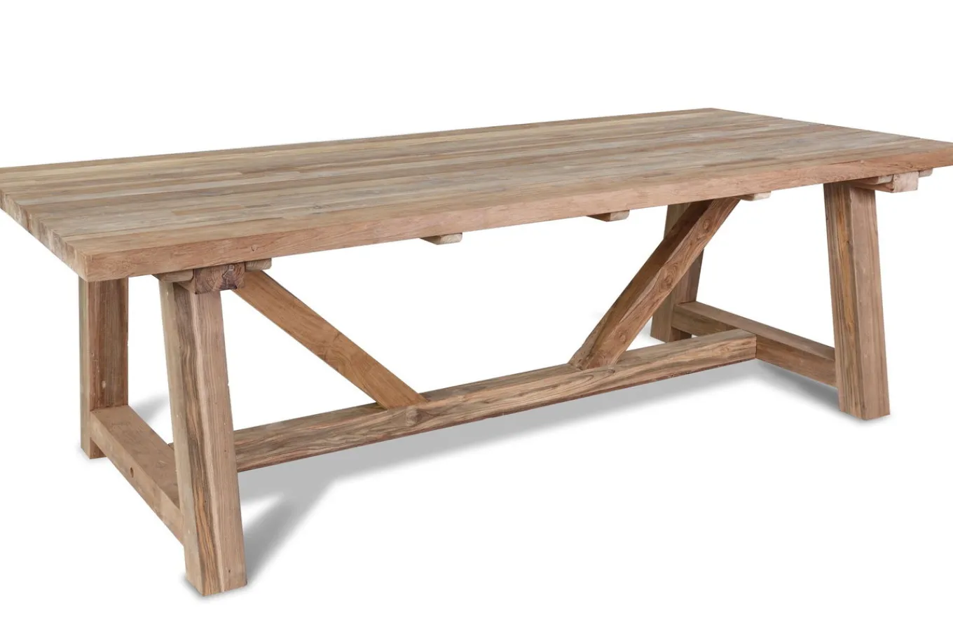 Clearance Esstisch XXL, natur, recyceltes Teak, 220x110cm, rustikal gebürstet, Tischplattenstärke 4cm, FSC®-zertifiziertes Produkt Gartentische