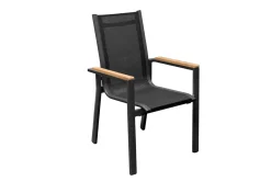New Evora Garten-Essgruppe, grau/anthrazit, Alu/Teak/Textilene, 200 x 100 cm, stapelbar, FSC®-zertifiziertes Produkt Garten-Essgruppen