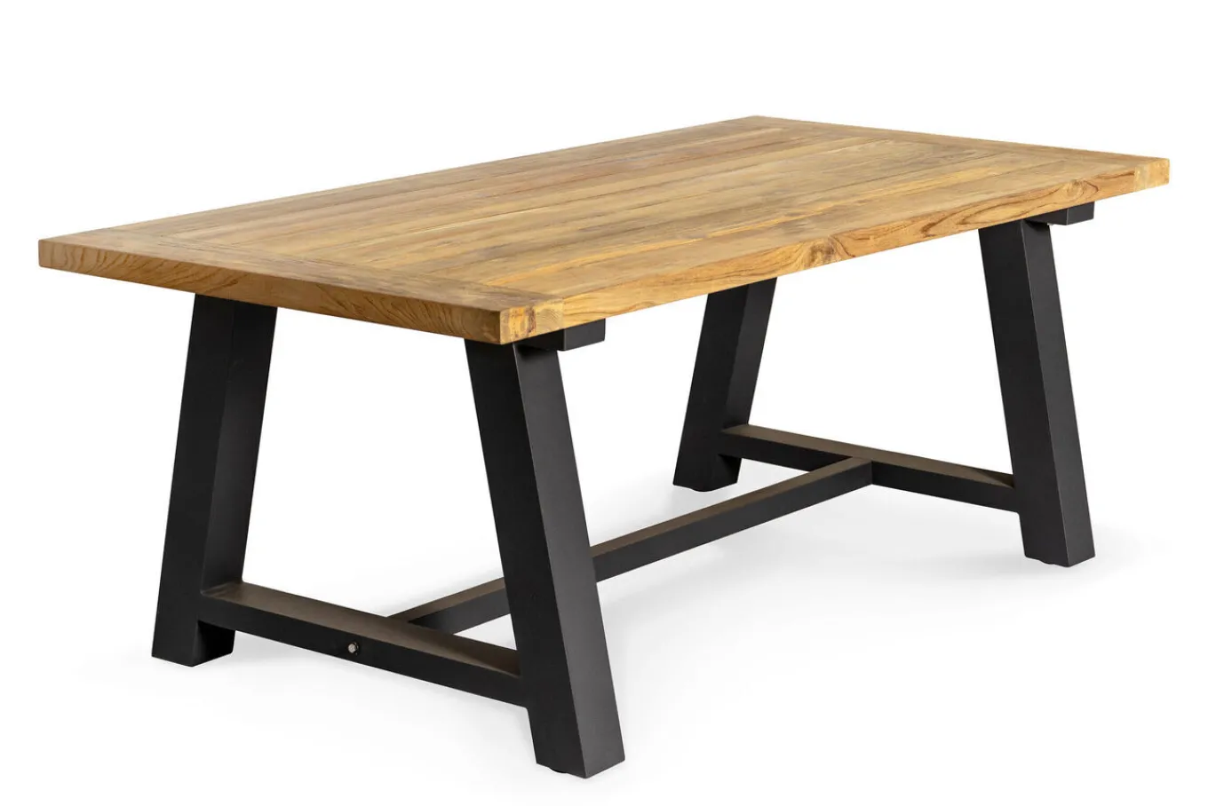 New Evora Garten-Essgruppe, grau/anthrazit, Alu/Teak/Textilene, 200 x 100 cm, stapelbar, FSC®-zertifiziertes Produkt Garten-Essgruppen