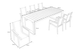 Outlet Evora Garten-Essgruppe, anthrazit/natur, Aluminium/Teak/Textilene, 240 x 100 cm, FSC®-zertifiziertes Produkt Garten-Essgruppen