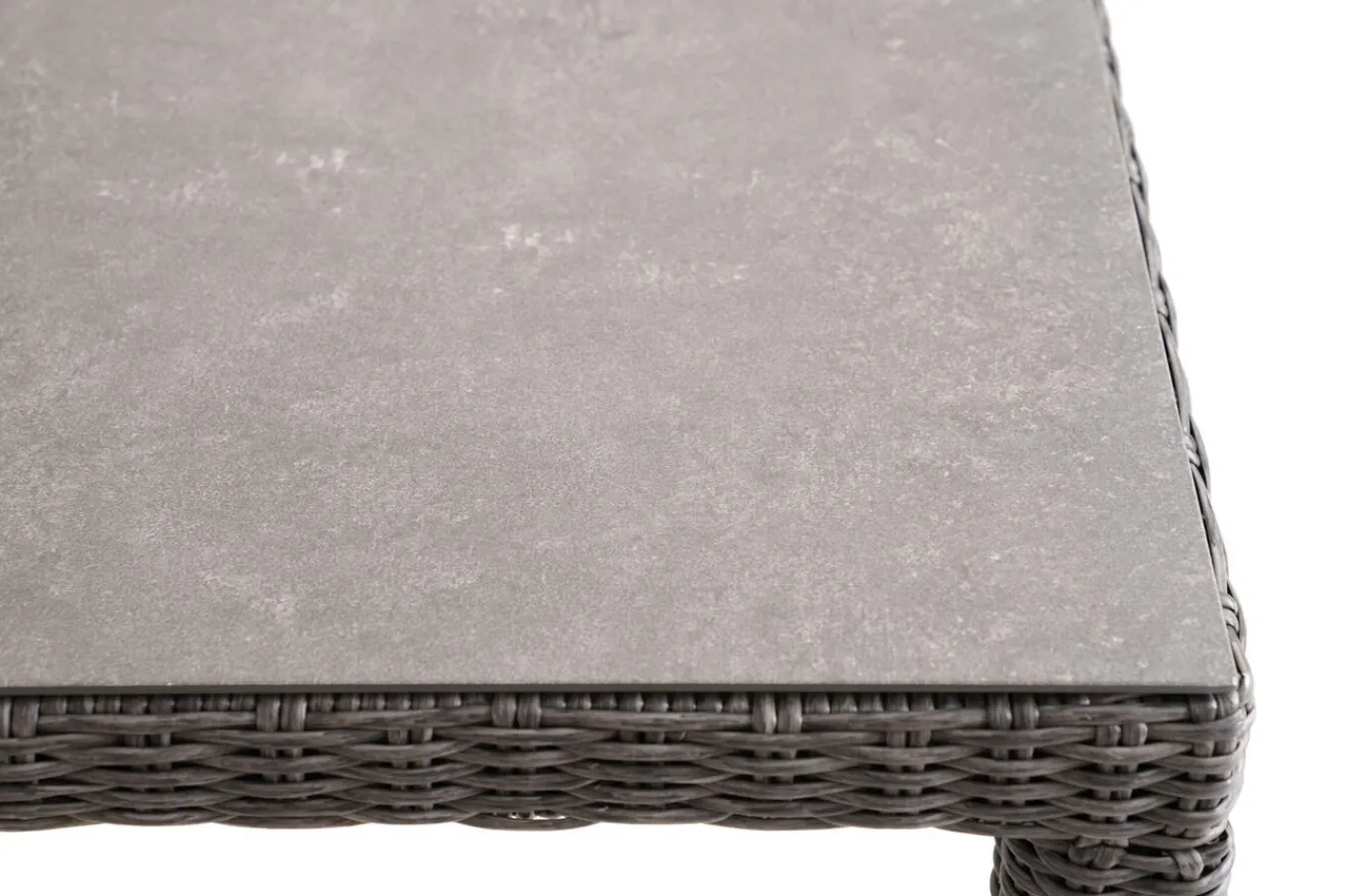 New ExklusivmodellRocking Comfort Esstisch, grau-braun-meliert, Alu/Polyrattan/Glaskeramik, 180x110 cm, pulverbeschichtet Gartentische