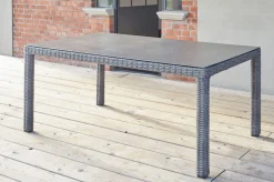 New ExklusivmodellRocking Comfort Esstisch, grau-braun-meliert, Alu/Polyrattan/Glaskeramik, 180x110 cm, pulverbeschichtet Gartentische
