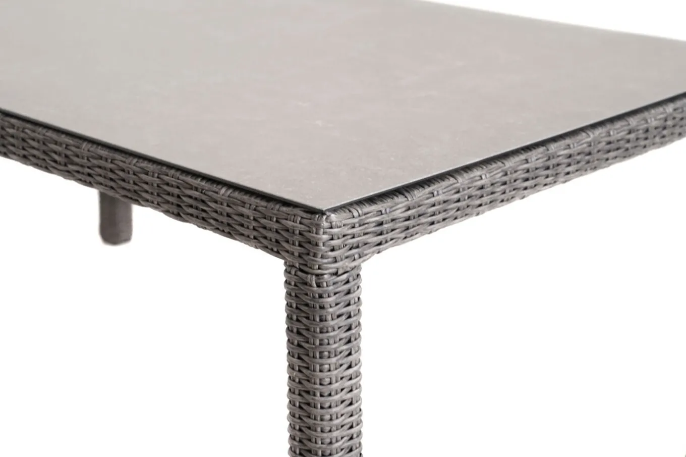 New ExklusivmodellRocking Comfort Esstisch, grau-braun-meliert, Alu/Polyrattan/Glaskeramik, 180x110 cm, pulverbeschichtet Gartentische