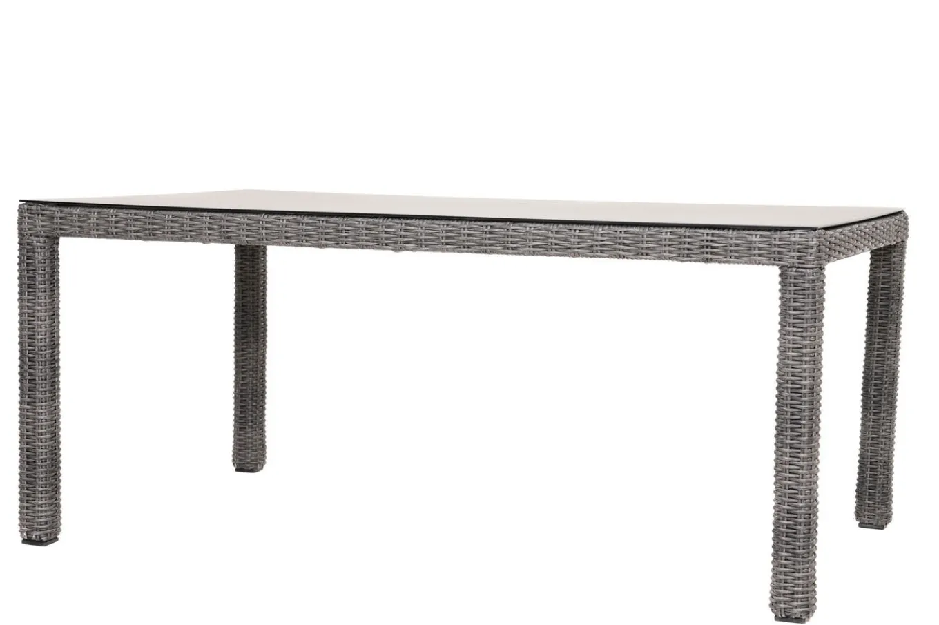 New ExklusivmodellRocking Comfort Esstisch, grau-braun-meliert, Alu/Polyrattan/Glaskeramik, 180x110 cm, pulverbeschichtet Gartentische
