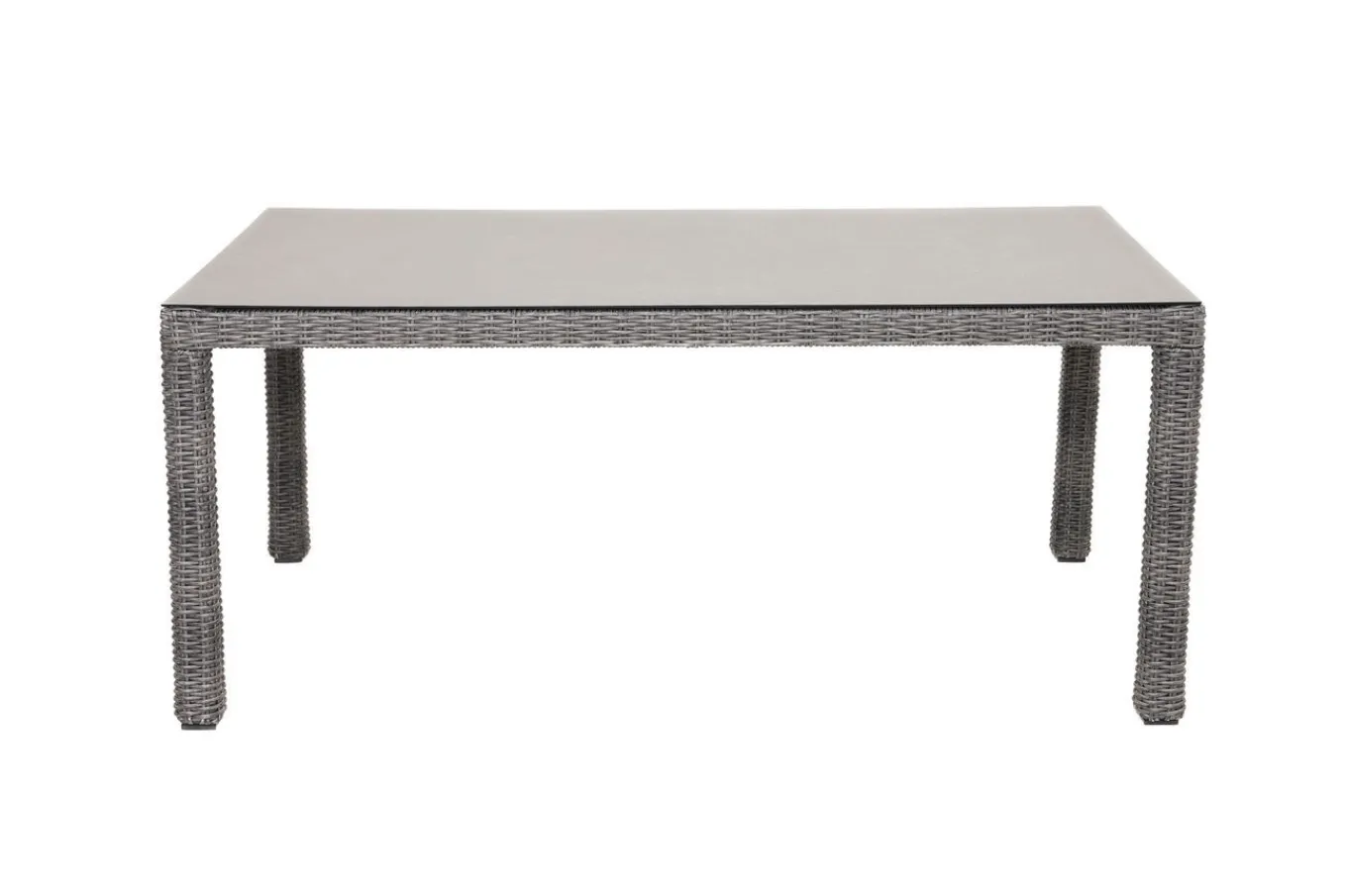 New ExklusivmodellRocking Comfort Esstisch, grau-braun-meliert, Alu/Polyrattan/Glaskeramik, 180x110 cm, pulverbeschichtet Gartentische