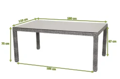 New ExklusivmodellRocking Comfort Esstisch, grau-braun-meliert, Alu/Polyrattan/Glaskeramik, 180x110 cm, pulverbeschichtet Gartentische
