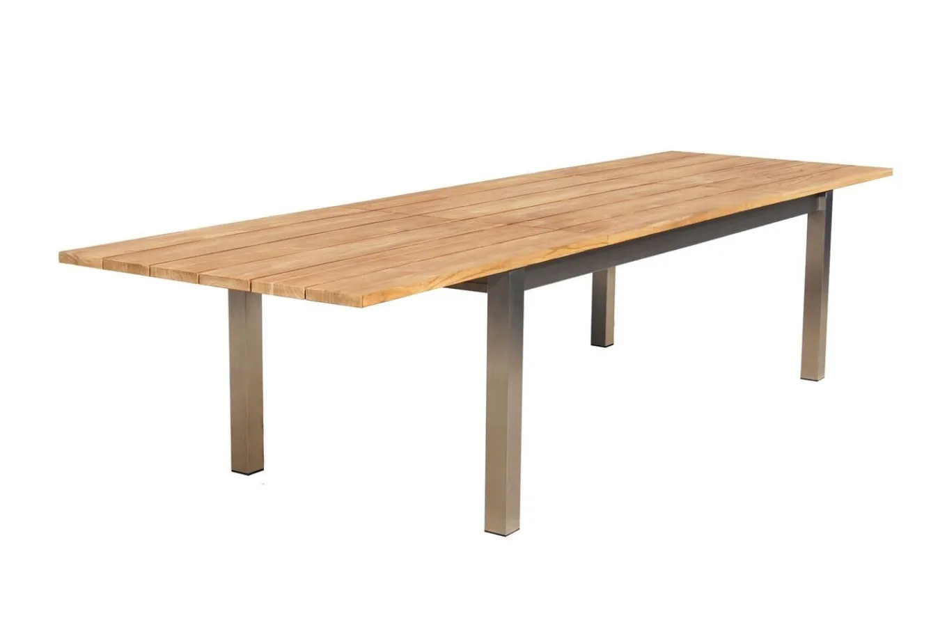 Discount Falun Garten-Essgruppe mit 8 Sesseln, braun/silber, Teakholz/Edelstahl, 220/340 x 100 cm, ausziehbar stapelbar FSC®-zertifiziert Garten-Essgruppen