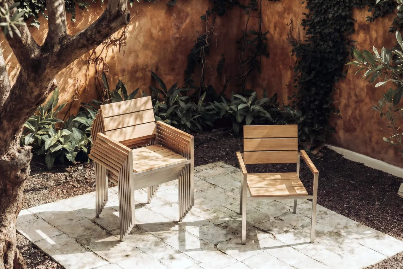 Discount Falun Garten-Essgruppe mit 8 Sesseln, braun/silber, Teakholz/Edelstahl, 220/340 x 100 cm, ausziehbar stapelbar FSC®-zertifiziert Garten-Essgruppen