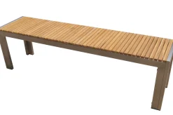 New Falun Garten-Essgruppe, braun, Edelstahl/Teakholz, 200 x 90 cm Tisch mit 2 Bänken 160 x 38 cm Garten-Essgruppen