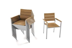 Outlet Falun Garten-Essgruppe mit 8 Sesseln, braun, Teakholz/Edelstahl, 180/240 x 100 cm, ausziehbar, stapelbar, FSC®-zertifiziertes Produkt Garten-Essgruppen|Edelstahl-Gartenmöbel