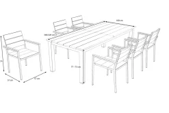 Best Falun Garten-Essgruppe mit 6 Sesseln, braun/silber, Teakholz/Edelstahl, 220/340 x 100 cm, ausziehbar, stapelbar, FSC®-zertifiziertes Produkt Garten-Essgruppen
