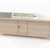 Feuertisch, beige meliert, Aluminium/Polyrattan/Glas, 200 x 100 cm, hitzebeständig, inklusive Schutzglas der Feuerstelle Gartentische|Polyrattan-Gartenmöbel