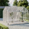 New Flora Gewächshaus, Silber, Aluminium, 250 x 190 x 200 cm, mit Spitzdach Gewächshaus|Aluminium-Gartenmöbel