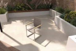 Clearance Freischwinger, taupe, Edelstahl/Textilene, padded, Armlehnen aus Teakholz Edelstahl-Gartenmöbel|Gartenstühle & Gartensessel