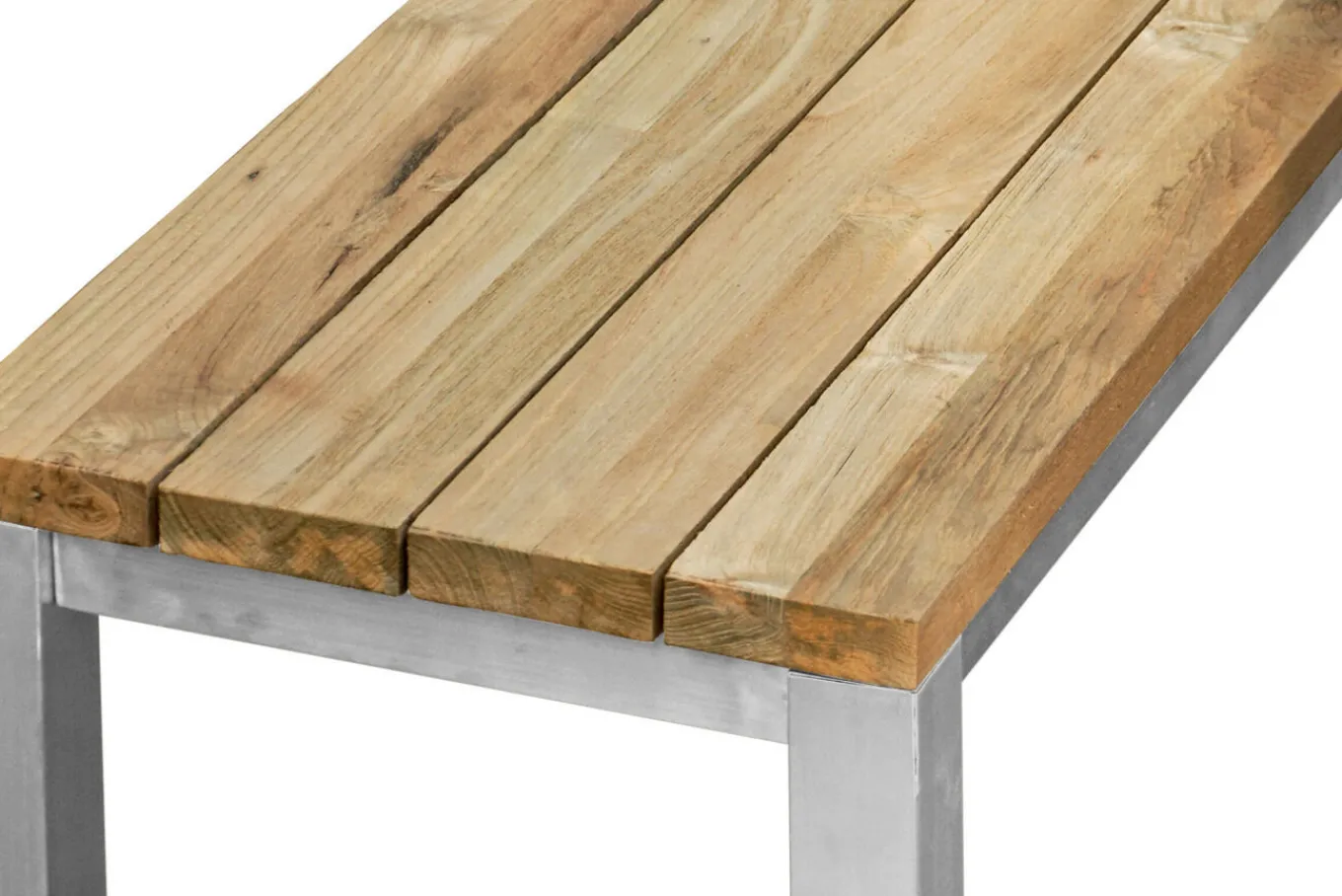 Hot Gartenbank, Edelstahl/recyceltes Teak, 160x40x45cm, rustikal gebürstet, FSC®-zertifiziertes Produkt Gartenbänke & Gartensofas