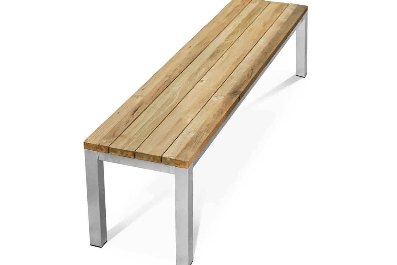 Hot Gartenbank, Edelstahl/recyceltes Teak, 160x40x45cm, rustikal gebürstet, FSC®-zertifiziertes Produkt Gartenbänke & Gartensofas