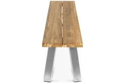 Clearance Gartenbank, Edelstahl/recyceltes Teak, 160x40x45cm, A-Gestell, rustikal gebürstet Gartenbänke & Gartensofas