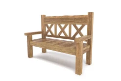 Gartenbank, natur, recyceltes Teak, 160x73cm, mit Rücken- und Armlehnen, rustikal gebürstet Gartenbänke & Gartensofas