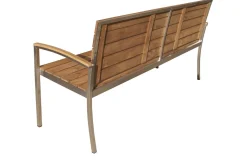 Hot Gartenbank, Teakholz/Edelstahl, 3-Sitzer, 160x55x80cm, FSC®-zertifiziertes Produkt Edelstahl-Gartenmöbel|Gartenbänke & Gartensofas