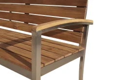 Hot Gartenbank, Teakholz/Edelstahl, 3-Sitzer, 160x55x80cm, FSC®-zertifiziertes Produkt Edelstahl-Gartenmöbel|Gartenbänke & Gartensofas