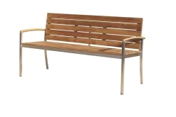 Hot Gartenbank, Teakholz/Edelstahl, 3-Sitzer, 160x55x80cm, FSC®-zertifiziertes Produkt Edelstahl-Gartenmöbel|Gartenbänke & Gartensofas