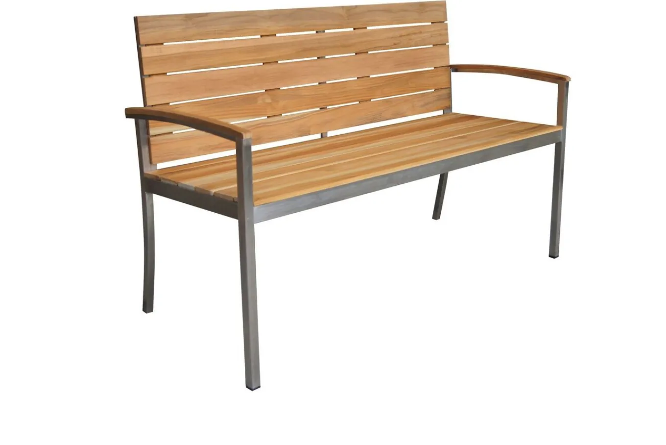 New Gartenbank, Teakholz/Edelstahl, 2-Sitzer, 130x55x80cm, FSC®-zertifiziertes Produkt Gartenbänke & Gartensofas
