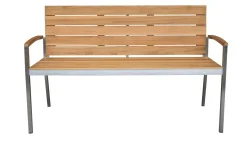 New Gartenbank, Teakholz/Edelstahl, 2-Sitzer, 130x55x80cm, FSC®-zertifiziertes Produkt Gartenbänke & Gartensofas