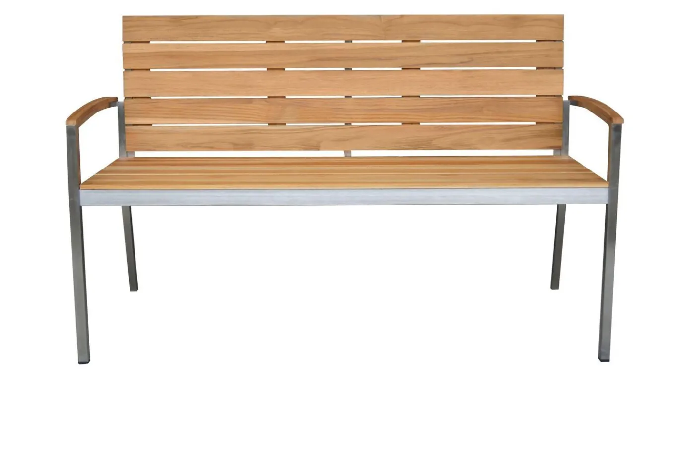 New Gartenbank, Teakholz/Edelstahl, 2-Sitzer, 130x55x80cm, FSC®-zertifiziertes Produkt Gartenbänke & Gartensofas