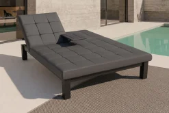 Hot Garten-Doppelliege, dunkelgrau, Alu/Polyester, 200 x 150 cm, inkl. Mitteltisch, witterungsbeständig Gartenliegen|Aluminium-Gartenmöbel