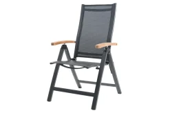 Outlet Garten-Essgruppe, anthrazit matt, Alu / Teak / Textil, Tisch 150/210x90cm, 8 Klappstühle Garten-Essgruppen|Aluminium-Gartenmöbel
