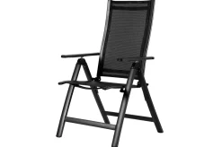 Clearance Garten-Essgruppe, anthrazit matt, Alu/Spraystone/Textilen, 160x95 cm, 6 Klappstühle, verstellbar Garten-Essgruppen