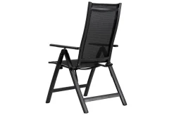 Clearance Garten-Essgruppe, anthrazit matt, Alu/Spraystone/Textilen, 160x95 cm, 6 Klappstühle, verstellbar Garten-Essgruppen