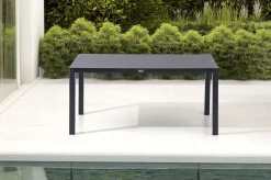 Clearance Garten-Essgruppe, anthrazit matt, Alu/Spraystone/Textilen, 160x95 cm, 6 Klappstühle, verstellbar Garten-Essgruppen