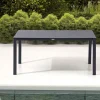 Sale Garten-Essgruppe, anthrazit matt, Alu/Spraystone/Textilen, 160x95 cm, 6 Klappstühle, Teak Armlehnen Aluminium-Gartenmöbel