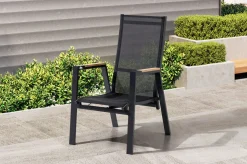 Outlet Garten-Essgruppe, anthrazit matt, Alu/Spraystone/Polyester, 160x95 cm, 6 Sessel, inkl. Polster Garten-Essgruppen|Aluminium-Gartenmöbel