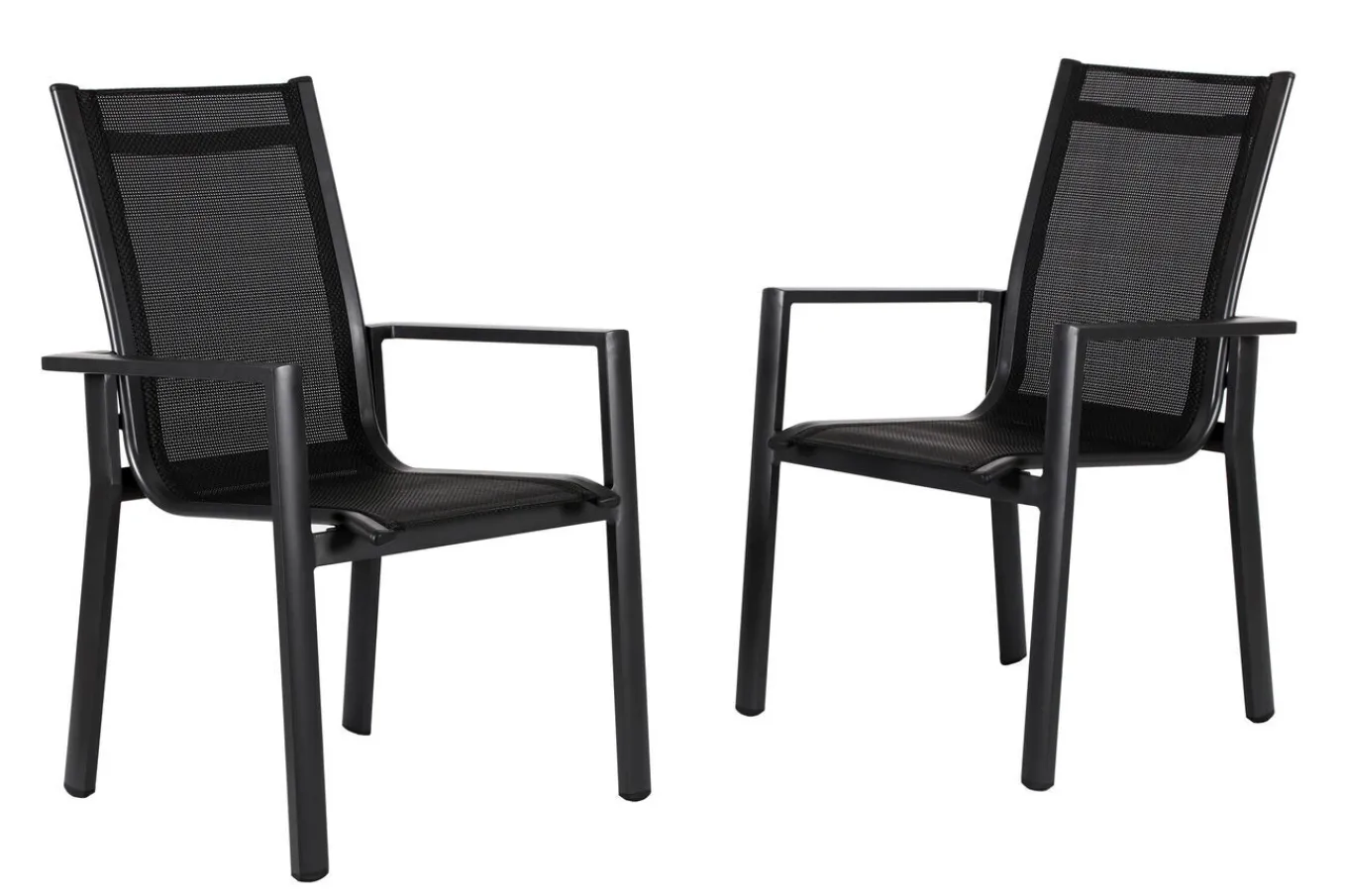 Discount Garten-Essgruppe, anthrazit matt, Alu/Spraystone/Textilen, 160x95 cm, 6 Stapelsessel Garten-Essgruppen