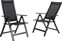 Discount Garten-Essgruppe, anthrazit matt, Alu/Spraystone/Textilen, 160 x 95 cm, 4 Klappstühle Garten-Essgruppen