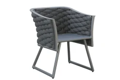 Garten-Essgruppe, anthrazit, Aluminium, Ausziehtisch 180/270x100 cm, 8 Sessel Garten-Essgruppen|Aluminium-Gartenmöbel