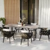 Online Garten-Essgruppe, anthrazit, Aluminium/Glaskeramik, Tisch, 6 Sessel Garten-Essgruppen|Aluminium-Gartenmöbel