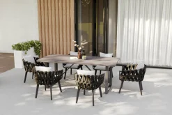Online Garten-Essgruppe, anthrazit, Aluminium/Glaskeramik, Tisch, 6 Sessel Garten-Essgruppen|Aluminium-Gartenmöbel