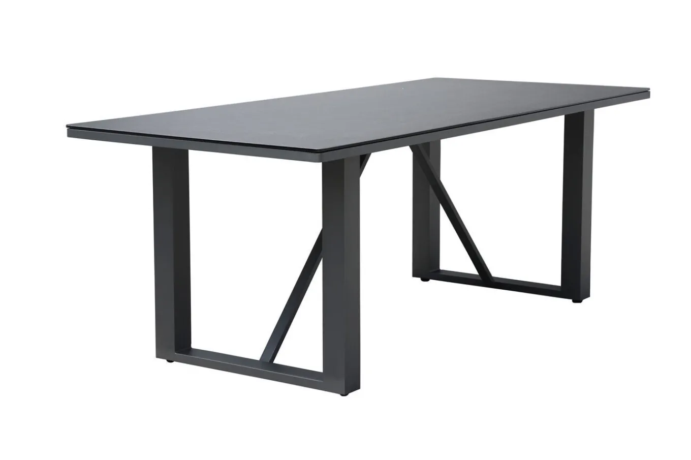Online Garten-Essgruppe, anthrazit, Aluminium/Glaskeramik, Tisch, 6 Sessel Garten-Essgruppen|Aluminium-Gartenmöbel