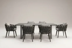Online Garten-Essgruppe, anthrazit, Aluminium/Glaskeramik, Tisch, 6 Sessel Garten-Essgruppen|Aluminium-Gartenmöbel