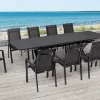 Outlet Garten-Essgruppe, anthrazit, Alu / Keramik / Textil, 180/280x100cm, 10 Stapelsessel Garten-Essgruppen