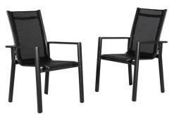 Discount Garten-Essgruppe, anthrazit matt, Alu/Spraystone/Textilen, 160 x 95 cm, 4 Stapelsessel, 2 Klappstühle Garten-Essgruppen