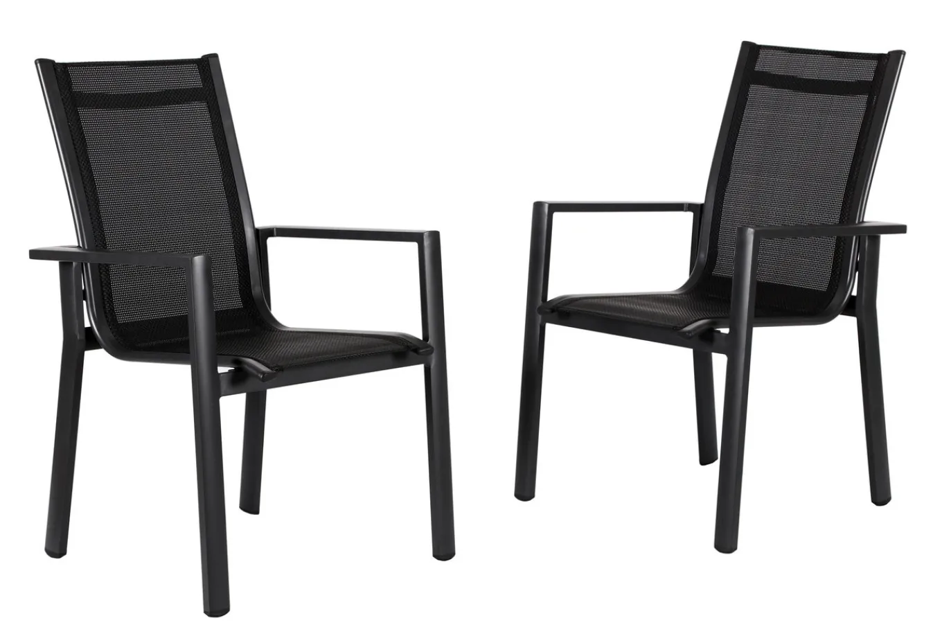 Discount Garten-Essgruppe, anthrazit matt, Alu/Spraystone/Textilen, 160 x 95 cm, 4 Stapelsessel, 2 Klappstühle Garten-Essgruppen