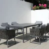 Garten-Essgruppe, anthrazit, Alu, Ausziehtisch 180/270x100 cm, 6 Sessel Garten-Essgruppen|Aluminium-Gartenmöbel