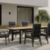 Outlet Garten-Essgruppe, Anthrazit, Aluminium/Teak, Ausziehtisch ca. 183/243 x 100 cm, 6x Sessel Garten-Essgruppen|Aluminium-Gartenmöbel