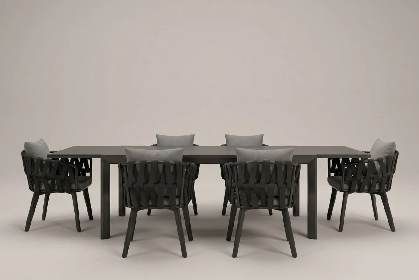 Discount Garten-Essgruppe, anthrazit, Aluminium/Glaskeramik, Ausziehtisch, 6 Sessel Garten-Essgruppen|Aluminium-Gartenmöbel