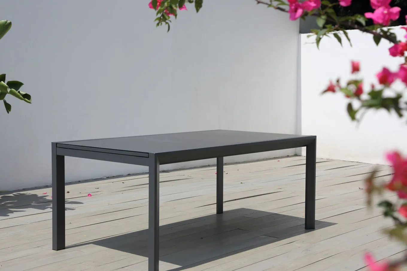 Discount Garten-Essgruppe, anthrazit, Aluminium/Glaskeramik, Ausziehtisch, 6 Sessel Garten-Essgruppen|Aluminium-Gartenmöbel