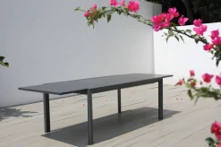 Discount Garten-Essgruppe, anthrazit, Aluminium/Glaskeramik, Ausziehtisch, 6 Sessel Garten-Essgruppen|Aluminium-Gartenmöbel